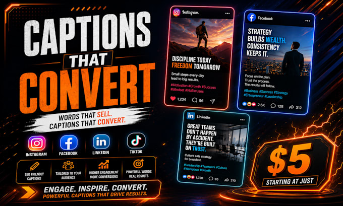 write creative social media captions and content for your business