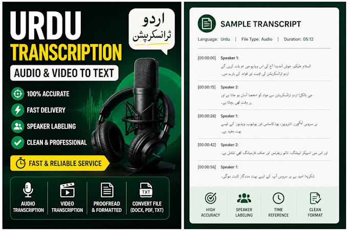 do urdu audio and video transcription