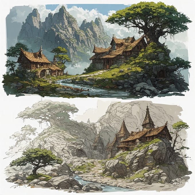 design detailed fantasy landscapes and environments