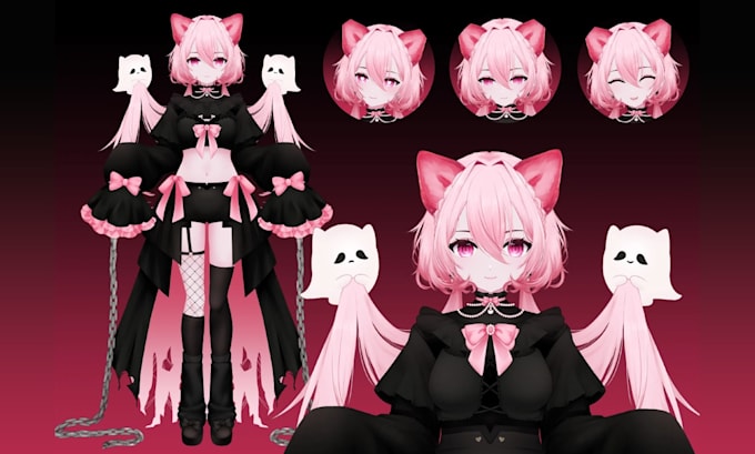 design and rig png vtuber model anime style vtuber live2d for streaming avatar