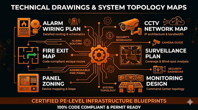 Alarm wiring plan cctv netwerk kaart beveiligingsschema systeem ...