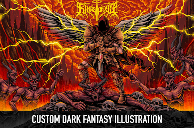 create dark fantasy illustration for album cover