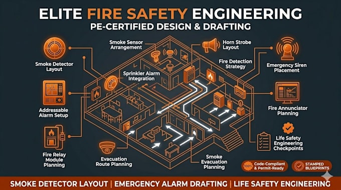 smoke detector layout emergency alarm drafting fire detection strategy life safe