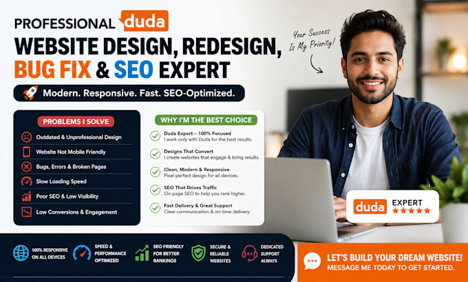 do duda website design, duda website redesign, duda bug fix, duda website SEO