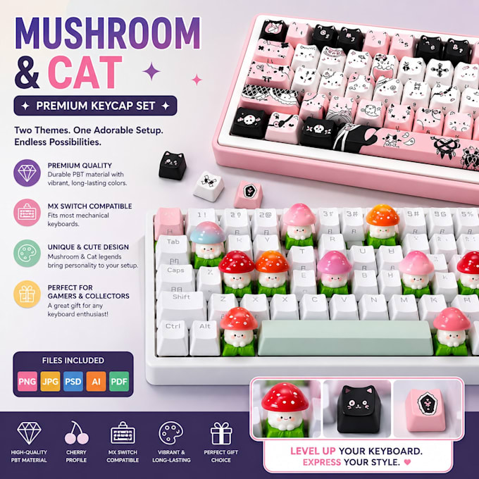 design custom keycap and mechanical keyboard files for productions