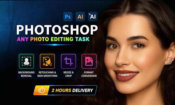 do photoshop editing, background removal, retouch, resize, crop image