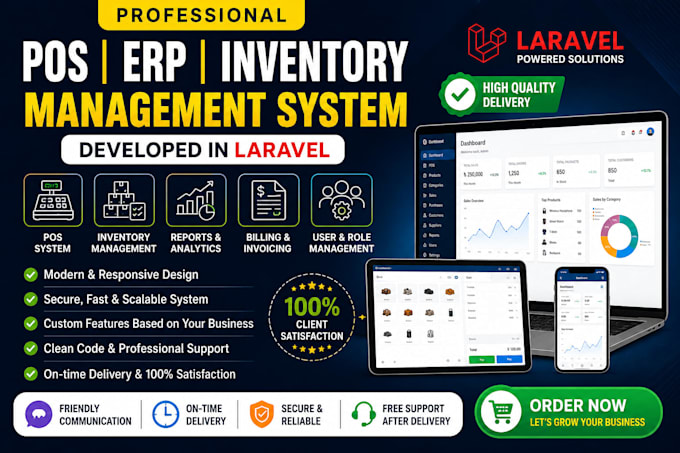develop pos, erp and inventory management system in laravel