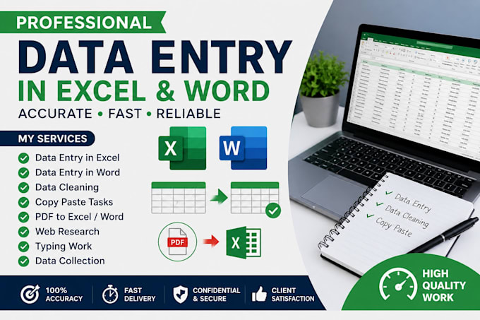 Professional word data entry, excel datawork, filling forms and copy ...