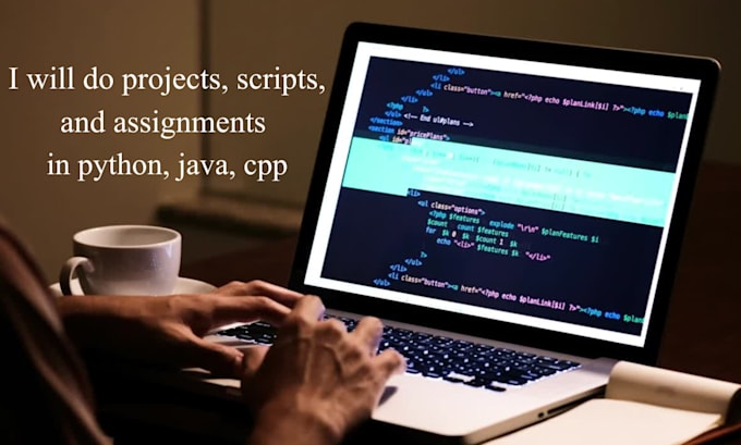 do projects, scripts, and assignments in python, java, cpp