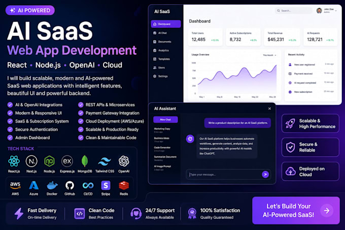 develop ai saas web app using react nodejs and openai