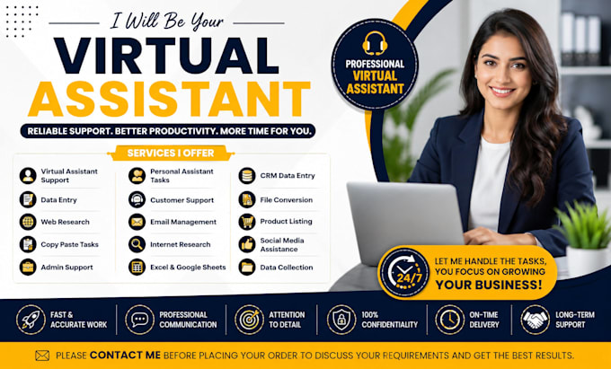 Be virtual assistant data entry admin personal customer support web ...