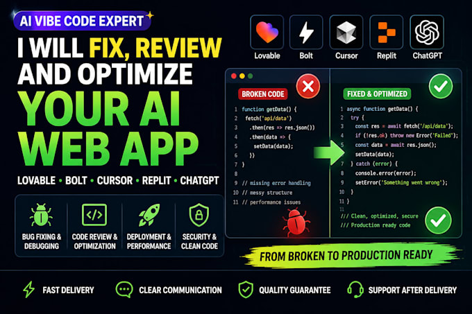 Fix bugs in your lovable, bolt or cursor ai web app python vibe code by ...