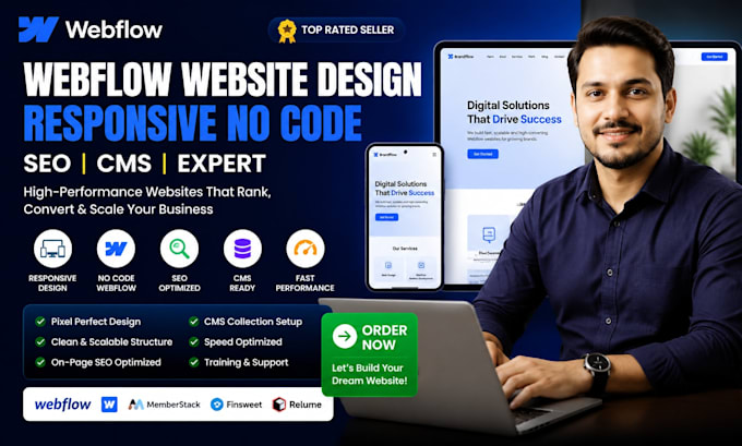 build webflow website design expert responsive no code cms SEO optimized site