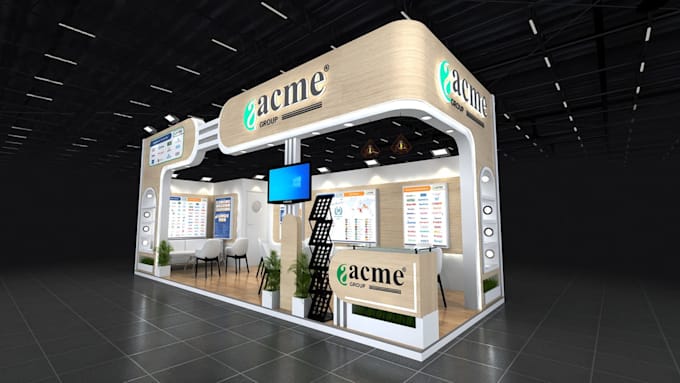 do 3d exhibition stand, 3d trade booth,  stall, virtual booth, 3d kiosk design
