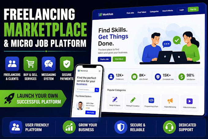 create freelancing marketplace website or micro job platform