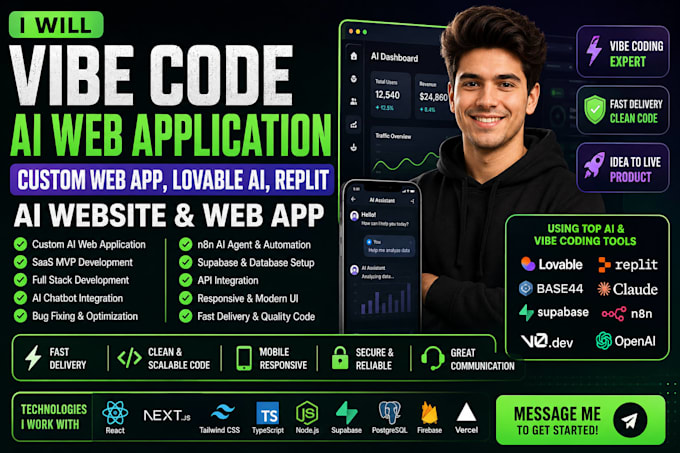 vibe code ai web application custom web app lovable ai replit ai website base44