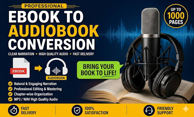 turn your 1000pgs ebooks to audio books in 24hours with your cloned voice