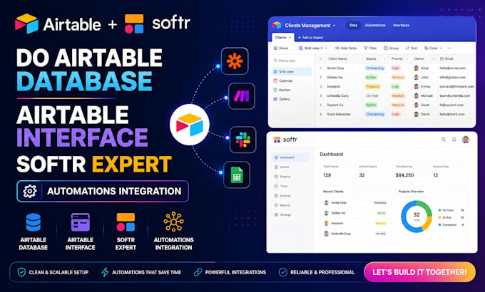 do airtable database, airtable interface, softr expert, automations integration