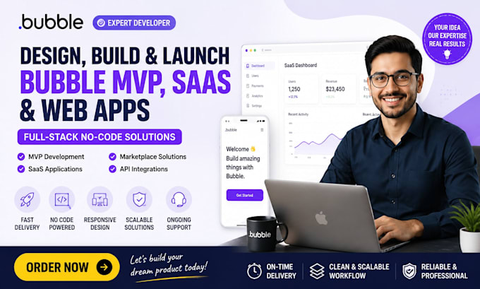 design bubble website bubble mvp saas bubble app development