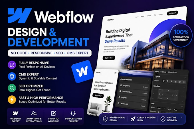 webflow website design responsive no code SEO cms expert speed optimization