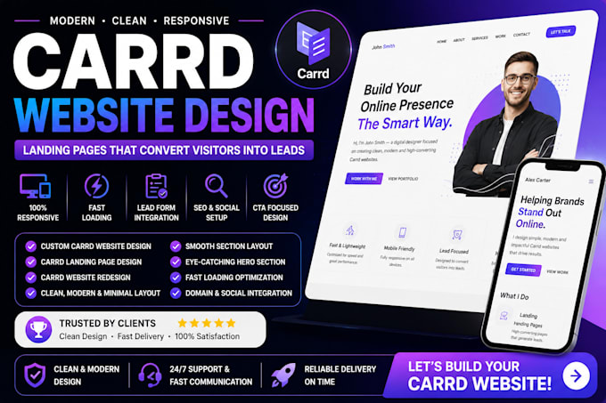 build carrd website design, redesign carrd website and carrd landing page design