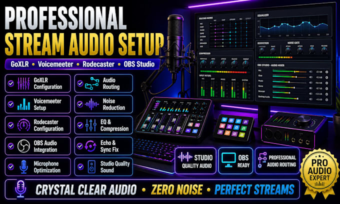 set up goxlr, voicemeeter, rodecaster and obs studio for stream audio