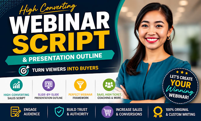 write a high ticket webinar script, evergreen webinar, pptpresentation for coach