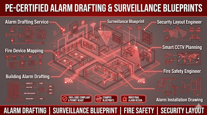 alarm drafting surveillance blueprint fire safety engineer security layout