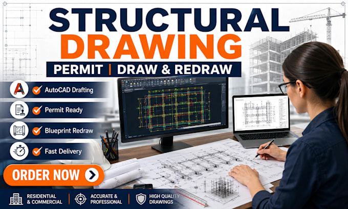 do structural drawing permit, redraw blueprint and structural plans
