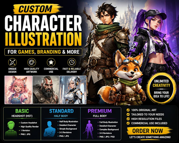 Create custom character illustration art for games and branding by Dray ...