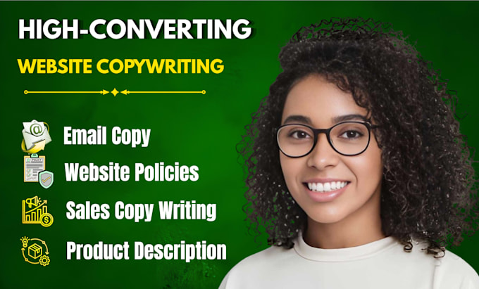 write SEO website copy, policies, sales pages  product description