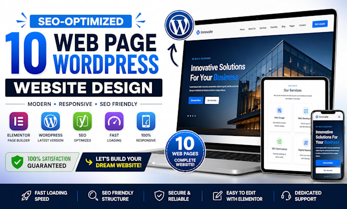 create SEO optimized 10web website design wordpress
