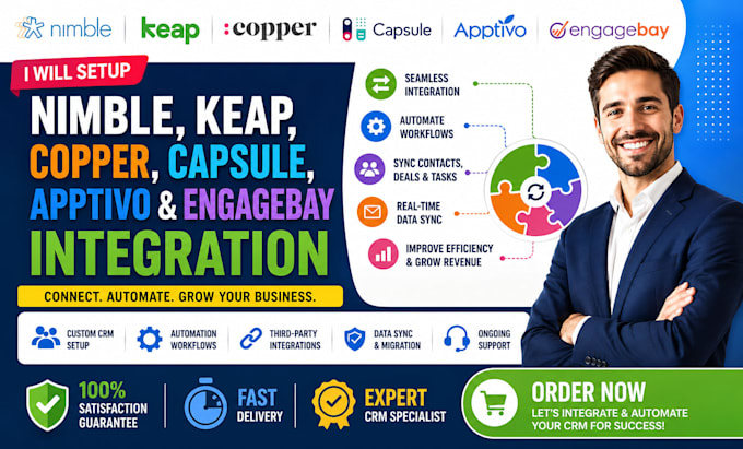 setup nimble, keap, copper, capsule, apptivo, and engagebay integration