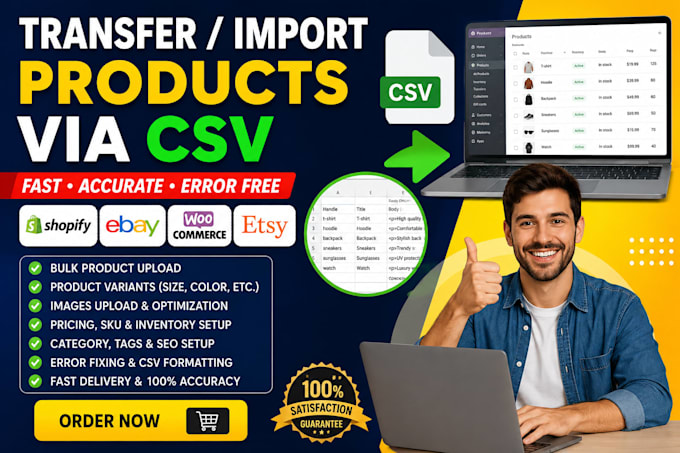 transfer list product import csv to shopify ebay woocommerce esty