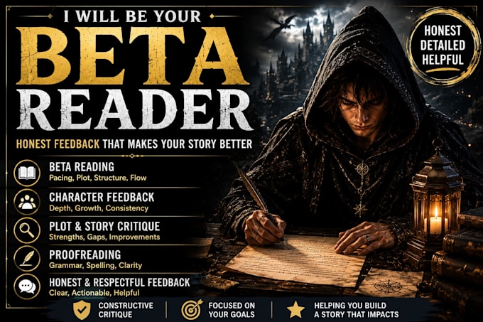 beta read, critique and provide feedback on your writing