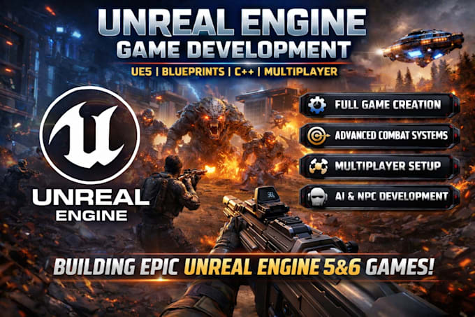 create unreal engine 5 game development blueprint, vfx, ui and animation