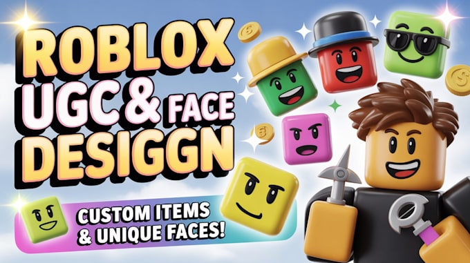 design roblox ugc items, accessories, and custom faces