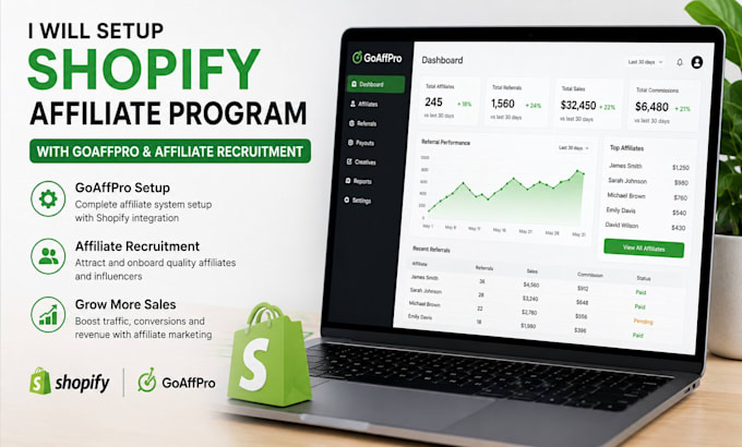 setup shopify affiliate program with goaffpro and affiliate recruitment
