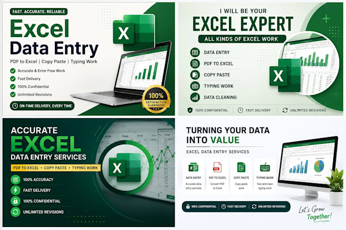 do accurate excel data enty, PDF to excel and typing work