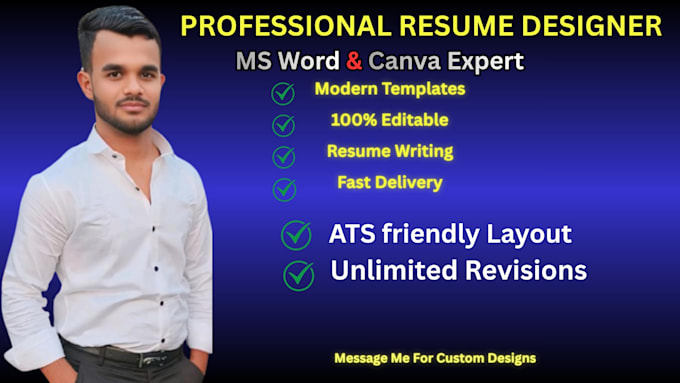 design a professional resume and CV using ms word or canva