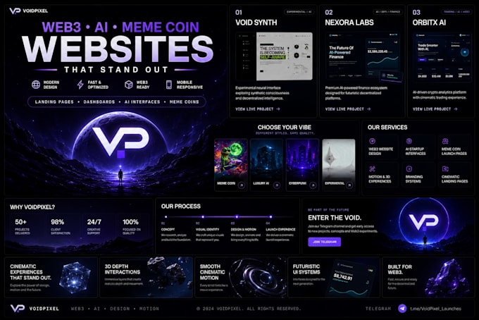 design a futuristic web3 or meme coin website
