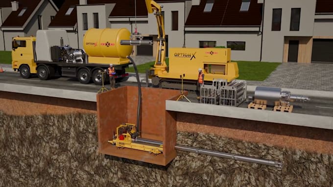 do 3d industrial animation civil engineering underground drilling construction