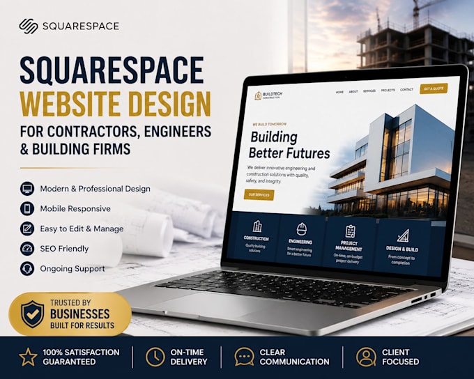 design squarespace contractor website engineering company website