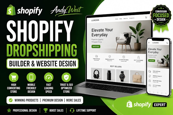 design a branded one product shopify dropshipping store