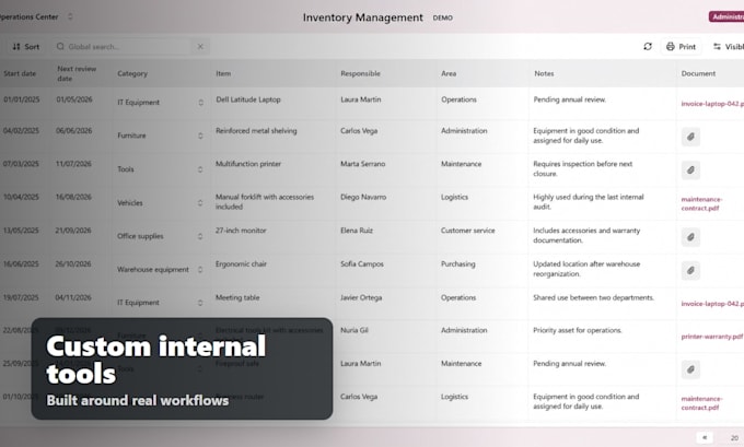build a custom internal tool or dashboard for your business