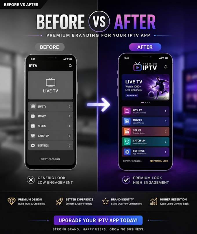 fully rebrand smarters iptv or xtream UI app with your brand