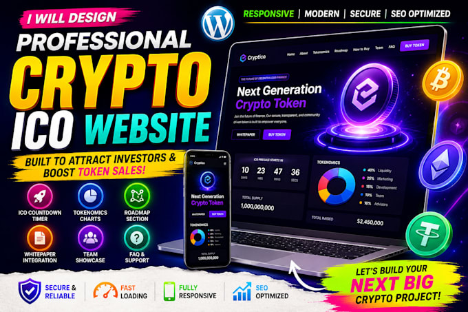 build crypto wordpress website and ico landing page or token website