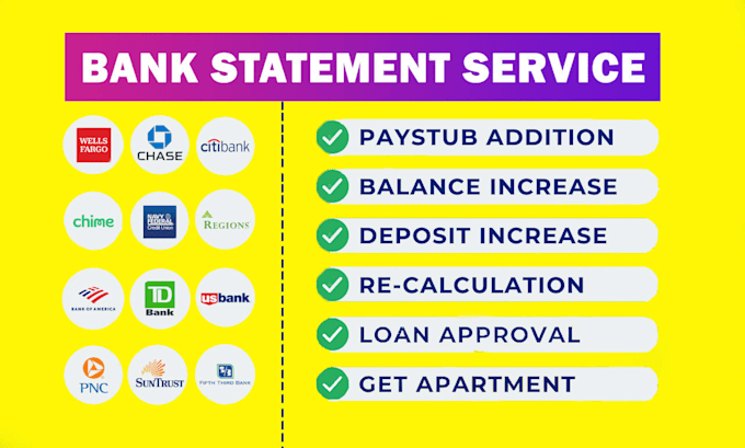 do bank statement editable format USA , UK , stub for loan compilance