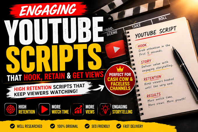 write viral youtube scripts for cash cow channels
