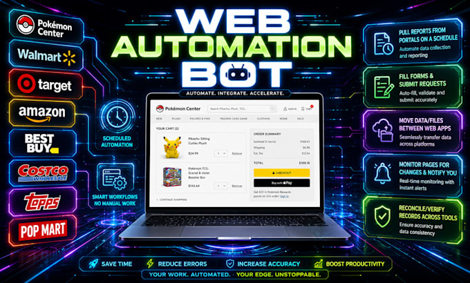 do web automation bot, develop chrome extension, data scraper